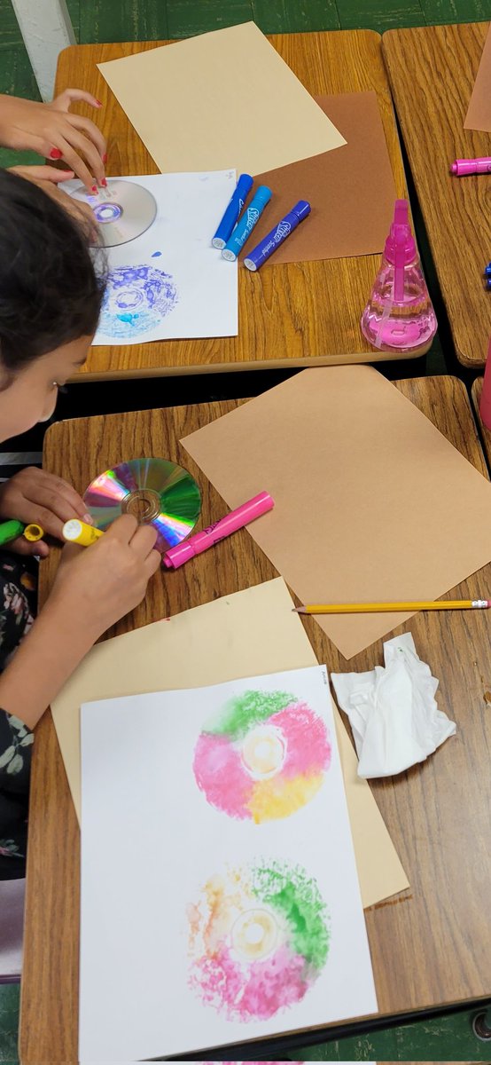 5th Grade busy making some mono prints for their donut dots for #InternationalDotDay!
