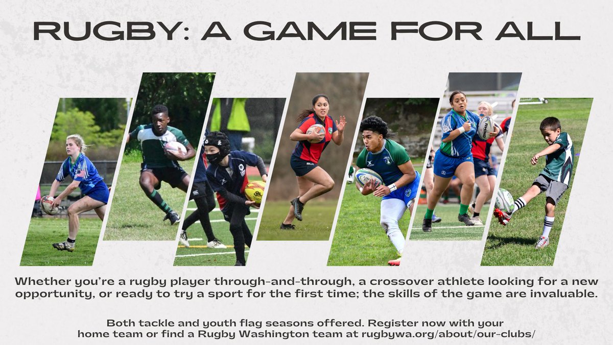 Rugby brings the best of teamwork, athleticism, &amp; creativity between players of all shapes, sizes, abilities, &amp; backgrounds into one amazing sport. We invite everyone to join a team near you!

Learn more on our website rugbywa.org

#YouthRugby #HighSchoolRugby