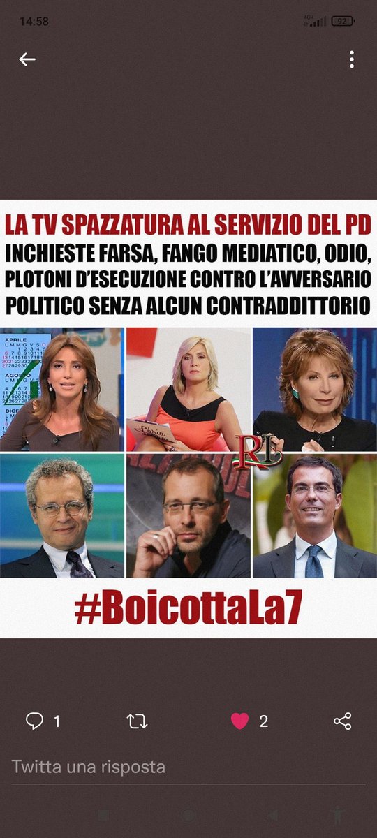 #boicottaLa7
#tvspazzatura