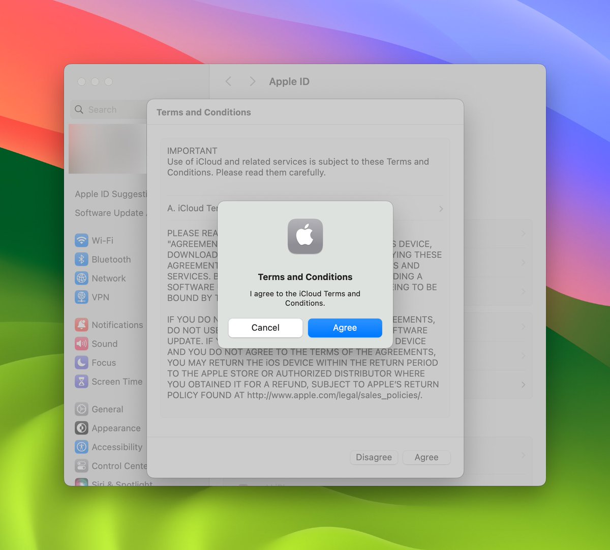 If you find that iCloud has stopped working suddenly, check for a notification to accept new terms and conditions for iCloud.