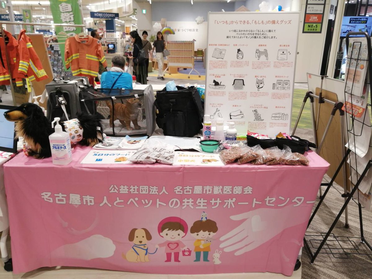 dog_cat_support's tweet photo. 本日16時まで、イオンモール熱田3階あつまるぱーくにて「みんなの防災習慣」に熱田保健センターさんと共に出展しています。ペットの防災グッズ展示や、防災クイズ、非常持出袋のプレゼントなどを行ってます🐾ぜひお立ち寄り下さい！
#ペット #防災 #みんなの防災習慣 
https://t.co/MbRNqp1E8h https://t.co/xoznLUhvzq