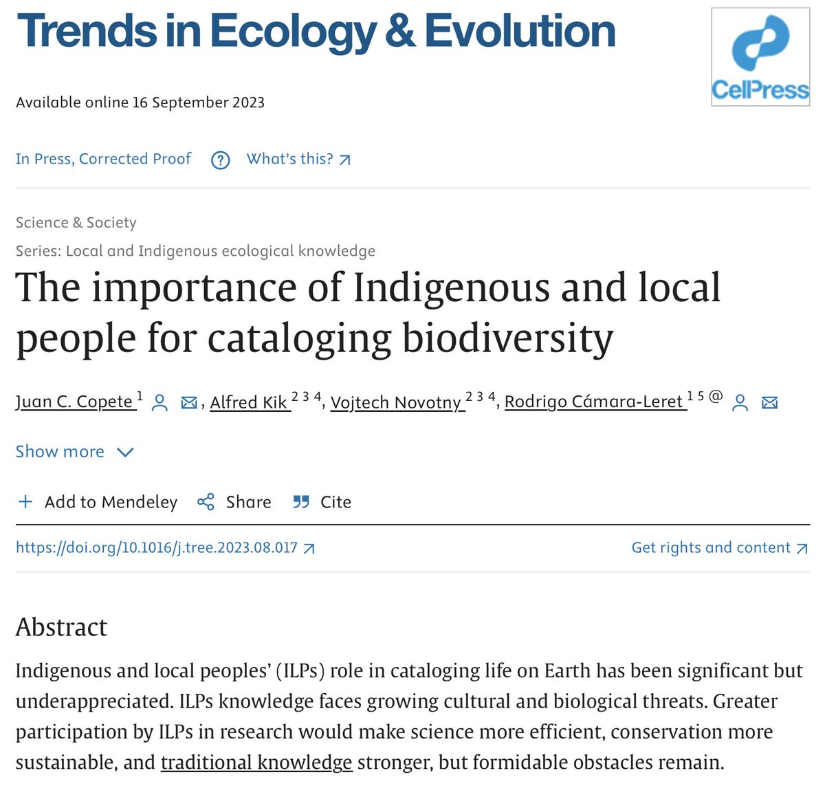 New paper product of a wonderful teamwork @jccopetem @Liklikmasalai @AlfredKik. We review and highlight the importance of Indigenous and local people in cataloging biodiversity on Earth. Thread (1/4) 👇