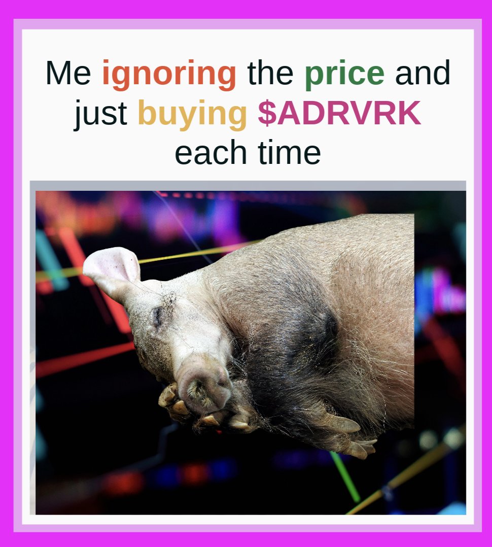 cheezburger699's tweet photo. Yes, I sleep well 😴

Why?

Because when you do a research (reading posts here in twitter is a high lvl research lmao) you wanna find:

- Strong Community
- Degen Memes
- Active Telegram

And I found here in @AardvarkCoin . 

So if you want SMART MONEY investment, take a look here, buy and wait for October (for an insane multiplier wait a little bit more 💯X)

What happens in October? Performance in many coins.
 
What that means? Probably nothing ;)