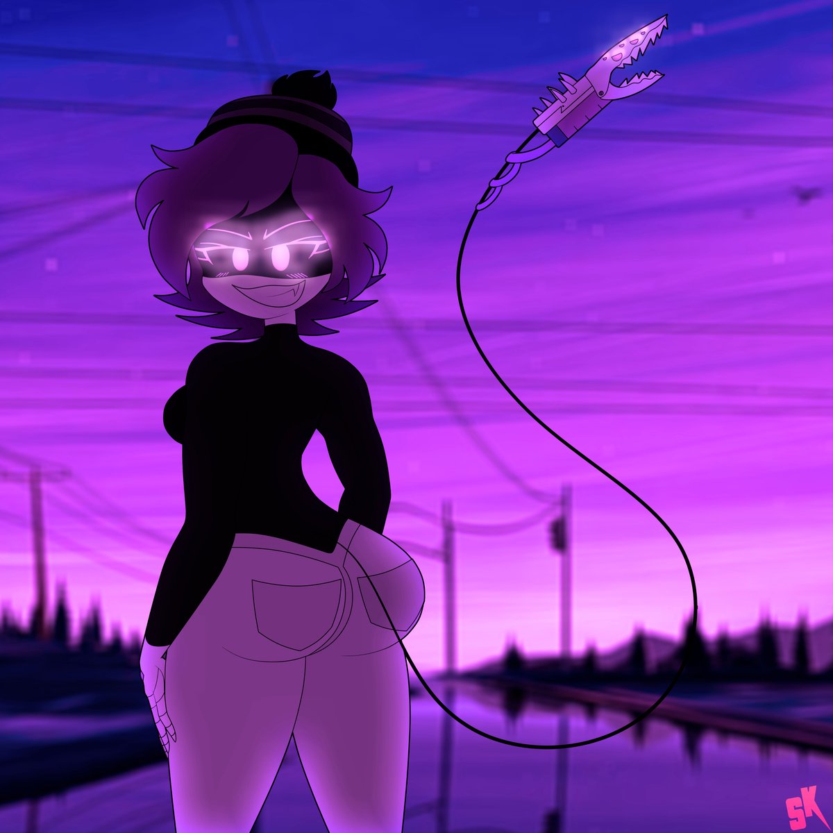 nyreeezu's tweet photo. Uzi: "I borrowed clothes from an acquaintance 😈💜😁"

[ #murderdrones/#murderdronesfanart/#murderdronesuzi/#robutt/#murderdronessfw ] https://t.co/DqiUnPXkXM