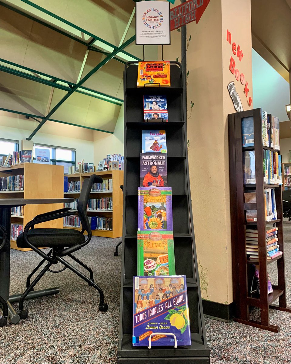 Happy 1st day of the last Hispanic Heritage Month celebrated at Rancho Minerva Middle School Library. #HispanicHeritageMonth 📚 #ReadHispanicHeritage <a href="/RMMSbulls/">Rancho Minerva MS</a> <a href="/Astro_Jose/">Jose Hernandez</a> 🚀🧑🏽‍🚀