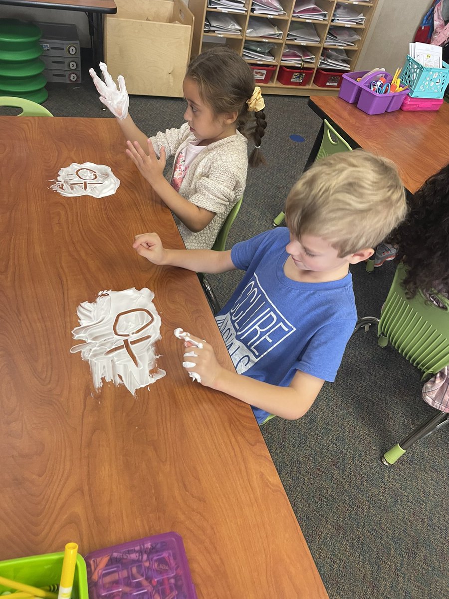 Fun Friday and we broke out the shaving cream!!!! Sight word spelling can’t get any better than this one!!! #lovingkinder #mccluremarshals #mcclurekinder