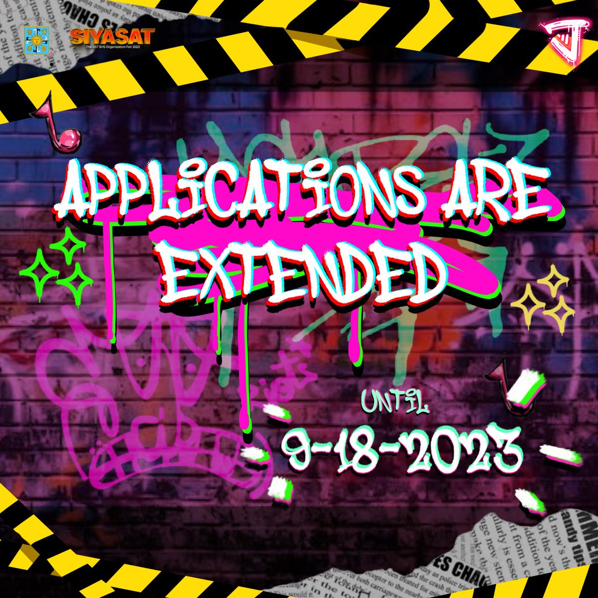 USTSHSVirtuoso's tweet photo. ⚠️ EXTENSION OF APPLICATIONS ALERT ⚠️

Hold tight, mga ka-VT! We’ve heard your passion and we’ve got some electrifying news for you! 📣 We’re thrilled to announce that we’re extending the application deadline until Monday, September 18th. 🗓️

Layout by: Dannah Novilla https://t.co/DreFTjWdcT