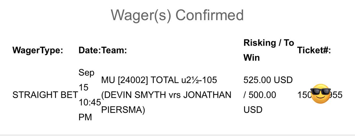 AAOnline94's tweet photo. Piersma/Smyth Under 2.5 β
Sniped -105 and -135 π°
Easy $2,000 profited all together and taking it to Saturday π²π½
3rd party authenticated @betMMAtips
https://t.co/AhwxF72Gyq
#LFA167 #NocheUFC #MMATwitter https://t.co/DQNbdDeBQT