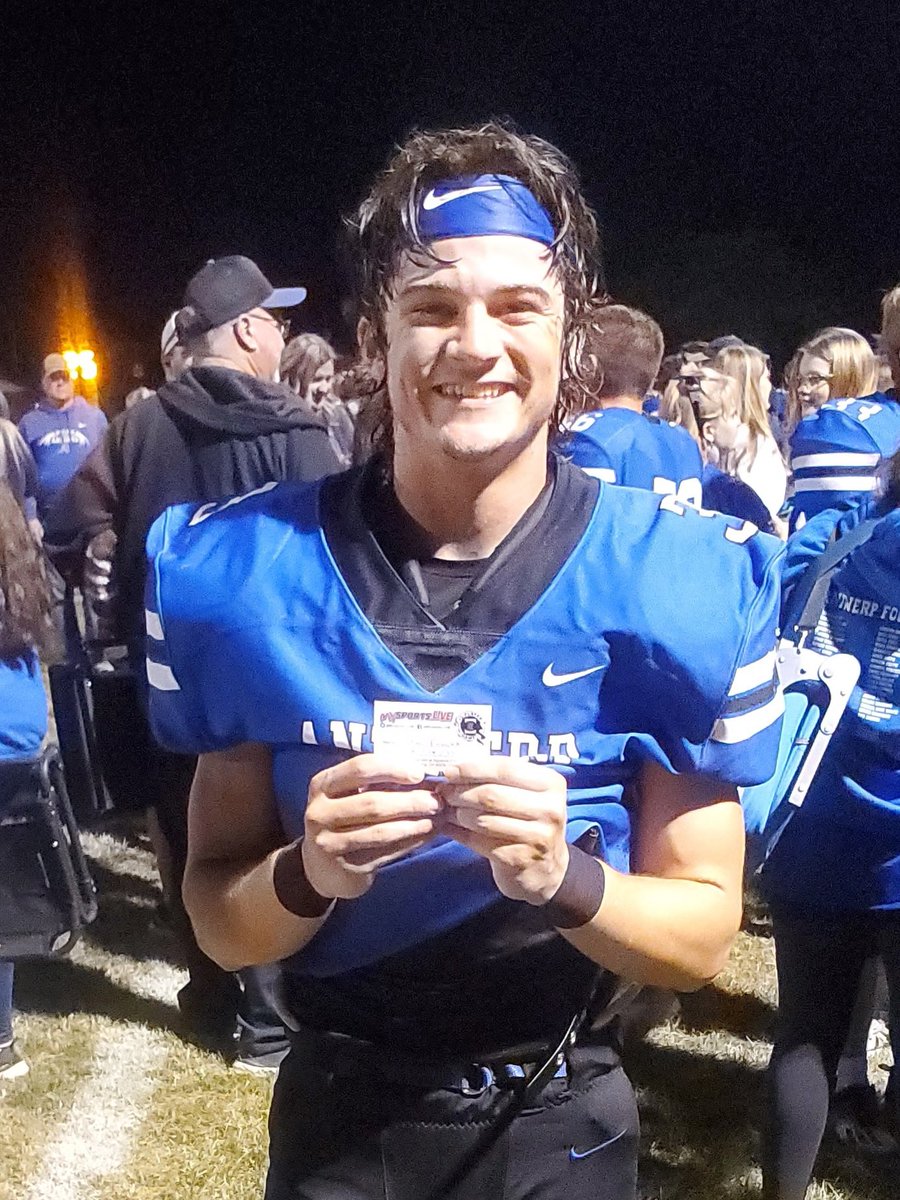 MySports_Live's tweet photo. 🏈 Antwerp beats Tinora 32-14 in a GMC showdown, led by #3 Camden Fuller, our Player of the Game! Despite injury, he played with intensity, scoring a 90-yard fumble return TD. Congratulations, Camden &amp; the undefeated Archers! 🏈 https://t.co/r8yTDT9mtm