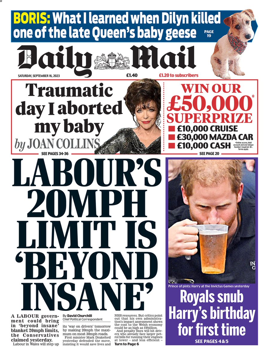 🇬🇧 Labour's 20MPH Limit Is 'Beyond Insane'

▫Sir Keir Starmer said last year Welsh government had provided 'a blueprint'
▫Tory leader in Wales concerned Labour might lower speed limits in England
▫<a href="/David_Churchill/">David Churchill</a>
▫is.gd/Jx2A7x 🇬🇧

#frontpagestoday #UK <a href="/DailyMailUK/">Mail+</a>