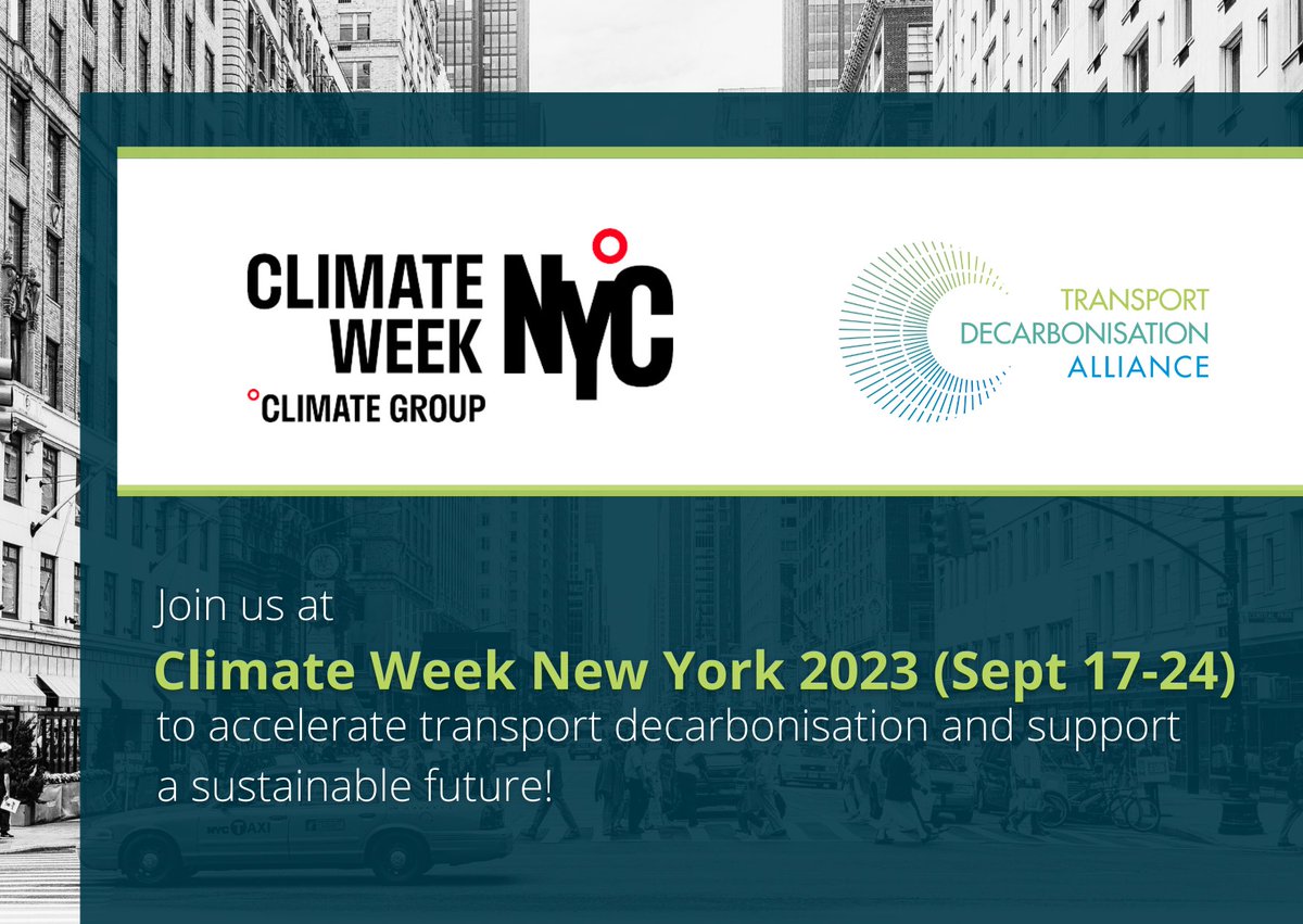 The countdown is on! 🔥 Join us for #ClimateWeekNewYork 2023 from Sept 17 - 24 as we come together to drive #transportdecarbonisation and promote a sustainable future🤝 Join the discussions, and be part of the #WeAreTransport movement! 🌟 #Sustainability ▶️lnkd.in/dEBDih7
