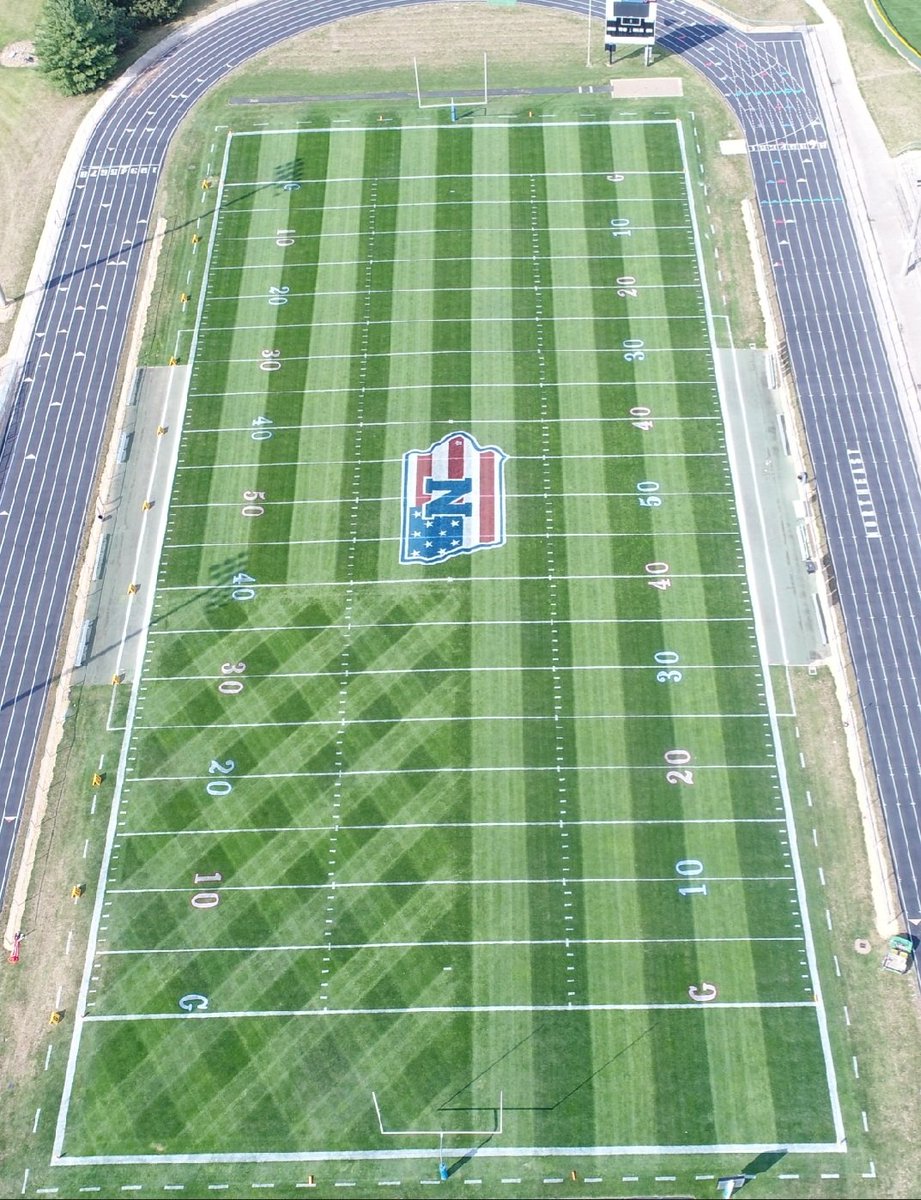 eberhart_shaun's tweet photo. When sports turf meets patriotism. Thanks to those who have served and those who continue to fight for our freedom. @pioneerathletic @DKProducts1 @FieldExperts @iowa_stma https://t.co/DzPO84DHnl