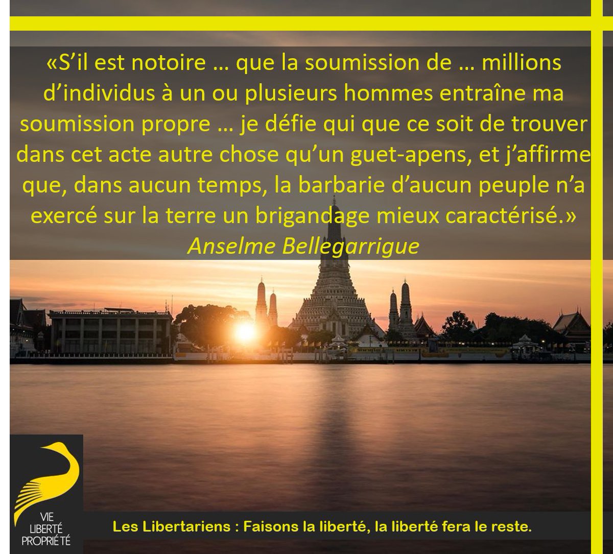 StephaneGeyres's tweet photo. S’il est notoire … que la soumission de … millions d’individus à un ou plusieurs hommes entraîne ma soumission propre … je défie qui que ce soit de trouver dans cet acte autre chose qu’un guet-apens. #SelfGovernment #RienÀGouverner #Consentement #Asservis #Esclavage #Moutons https://t.co/gkWL9uj4SO