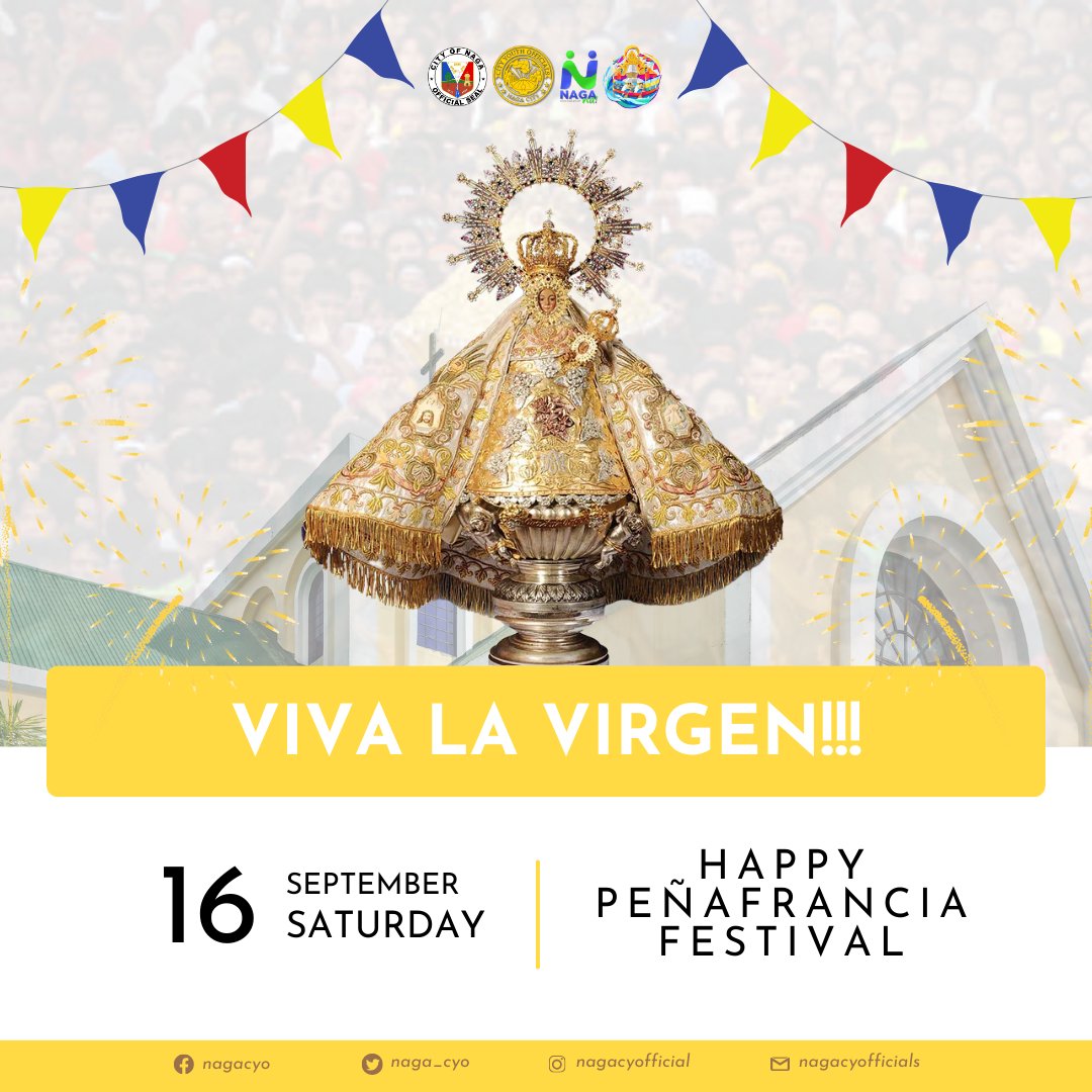 naga_cyo's tweet photo. MAOGMANG FIESTA NAGA!

Binabati man kan buong Naga City Youth Officials an buong NaguenYouth asin Nagueños nin maogmang kafiestahan! Ibanan ta man ngonian na aldaw an pagpuli kan satong mahal na Ina sa saiyang harong sa Basilica, atyan na Fluvial Procession.

#HappyFiestaNaga https://t.co/AkU8MZCYQx