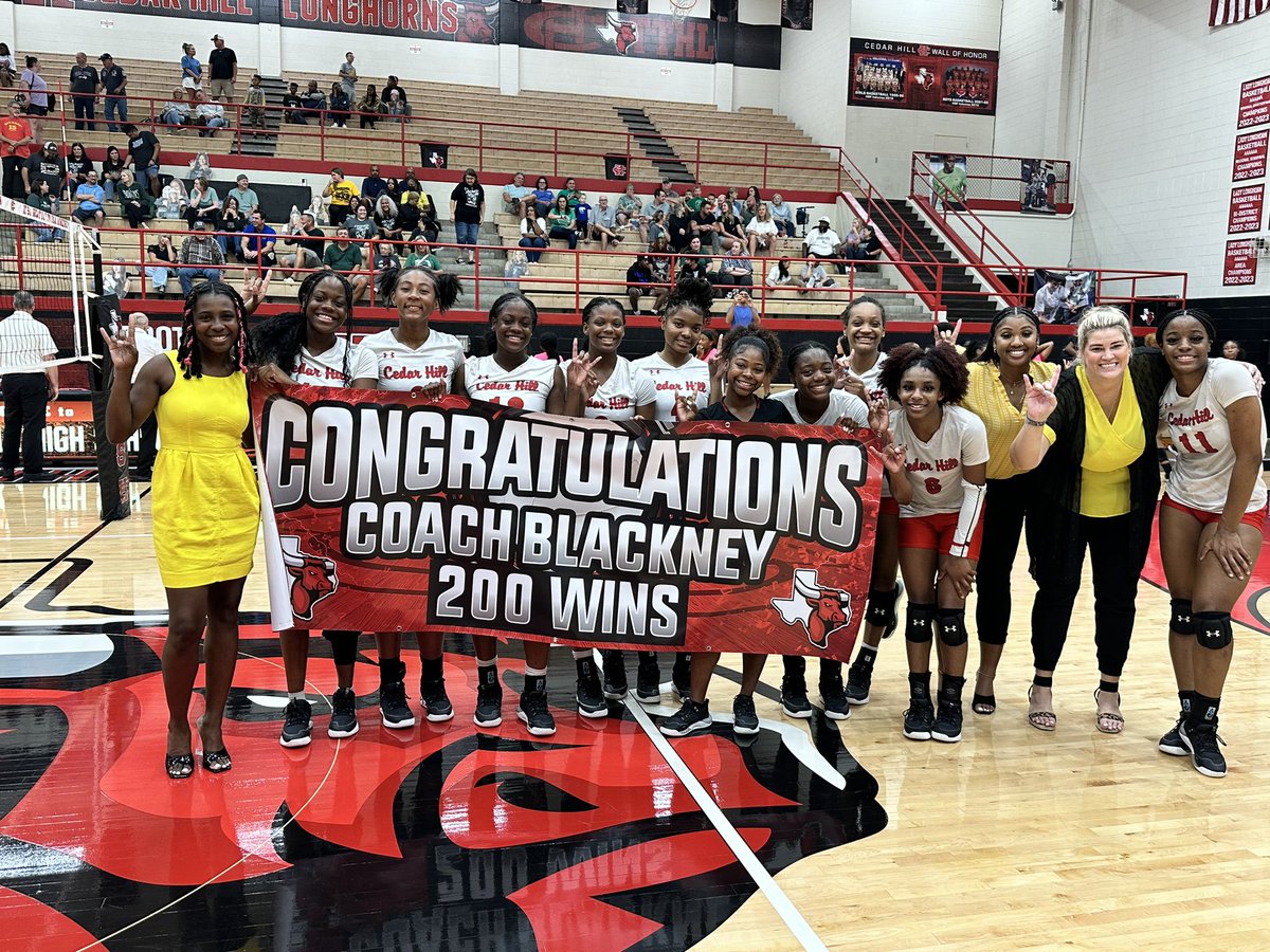 Cedar Hill HS Volleyball (@ch_hsvolleyball) on Twitter photo To whom much has been required, just as much should be celebrated. Congratulations to our Head Coach <a href="/amandablackney4/">Amanda Blackney</a> on her 200th win. To whom much has been required, just as much should be celebrated. Congratulations to our Head Coach <a href="/amandablackney4/">Amanda Blackney</a> on her 200th win.