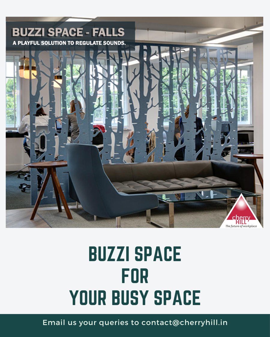 CherryHillDelhi's tweet photo. An elegant solution made of dual layer #BuzziFelt, these #sound-absorbing panels are precision cut with #BoldPatterns, available in a range of #Biophilic and geometric patterns create movable room dividers.

#CherryHillInteriors #BuzzSpace #BuzziFalls #customfixtures https://t.co/oK3DiiRRiu