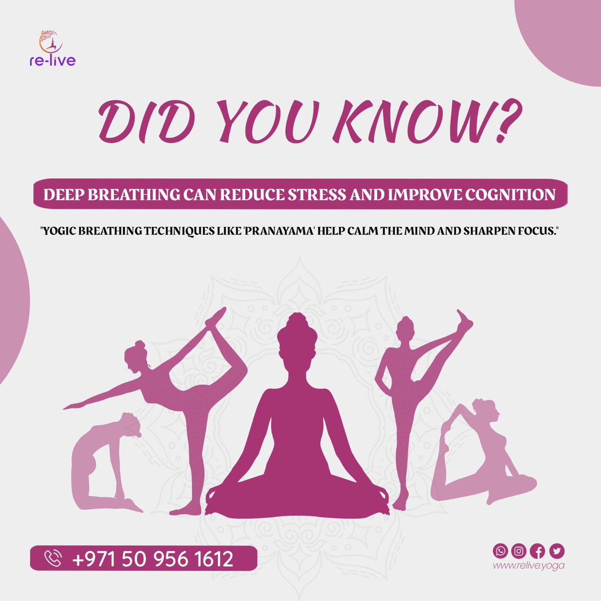 Did You Know Yoga Can.... ???

Deep Breathing reduces stress and improves cognition

Check Out Below to Learn More: +971 55 535 2235

.
.
.

#yoga #yogalife #yogabody #yogaoutside #yogaday #yogafamily #yogajournal #yogalovers #yogagirls #yogaprogress #yogagoals #yogabeach