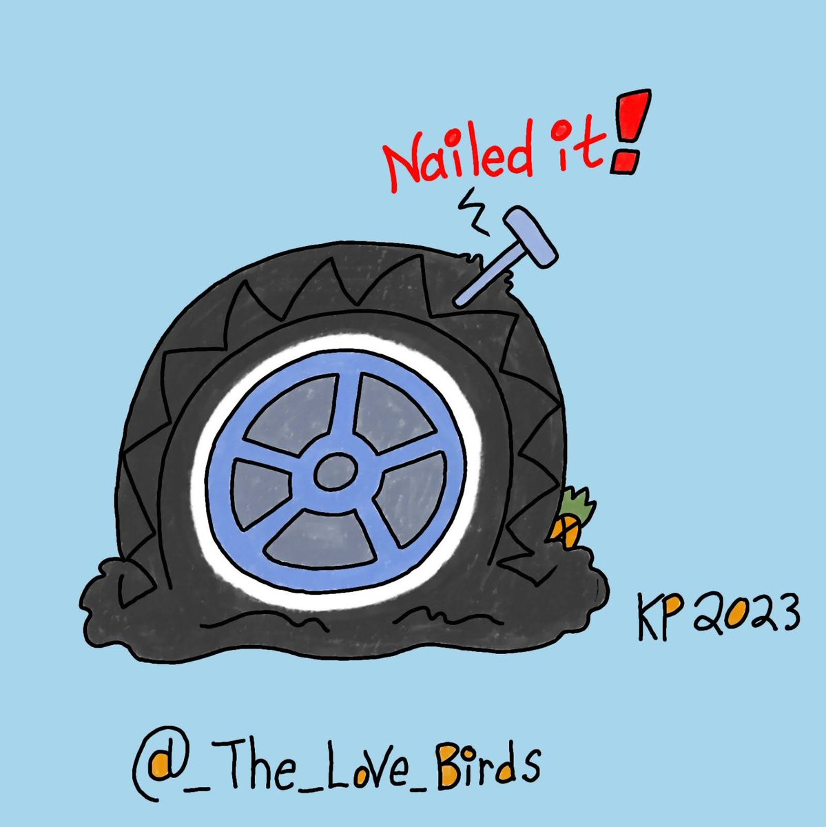 Spoonkie_'s tweet photo. Nailed It! 🚗🔨

Today must have been Flat Freaking Tire Friday cuz both my husband &amp; sister had to deal w/flat tires 😬

#tires #TGIF #puns #webcomics #fridayfu https://t.co/UObxZFoxjf
