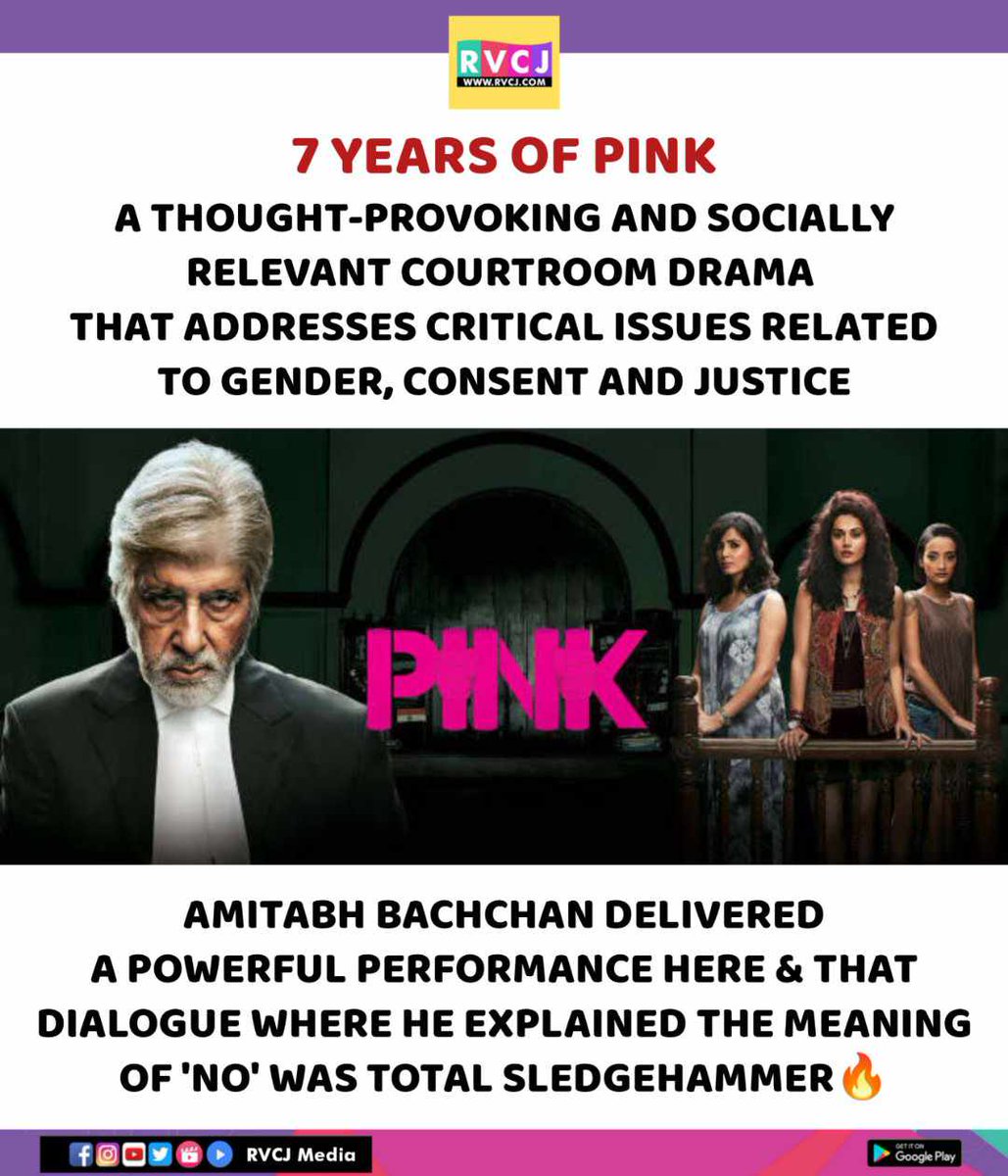 7 years of Pink

#pink #amitabhbachchan #tapseepannu #kritikulhari #aniruddharoychowdhury #shoojitsircar #riteshshah #rvcjmovies #rvcjinsta @SrBachchan @writish