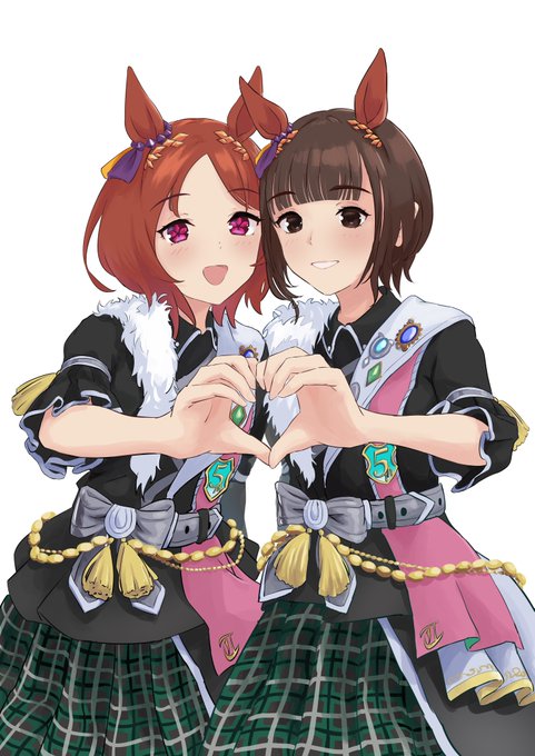 「brown hair heart hands duo」 illustration images(Latest)