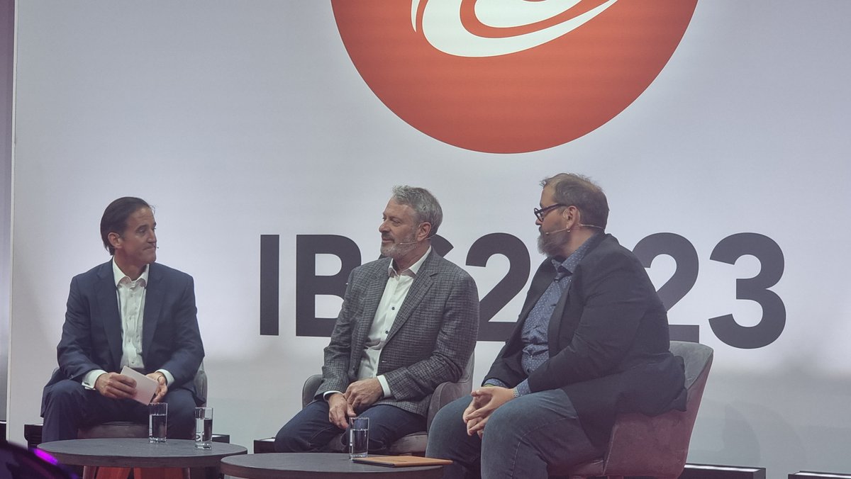 tech_record's tweet photo. Tim Grayson and Alex Smith were in Amsterdam yesterday for the opening day of IBC, where they saw Microsoft's Andy Beach and Simon Crownshaw discuss generative artificial intelligence and instability in the media industry

Read more 👇 https://t.co/TJJyAgEgJD https://t.co/YFcTnvxMwN
