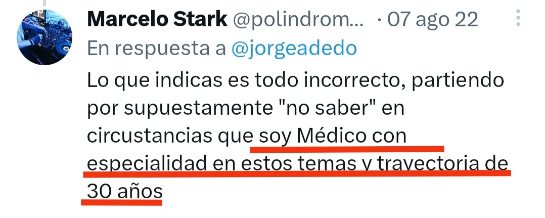 Le pedí una entrevista al No Dr. <a href="/polindromes/">Marcelo Stark</a>, conocido por su gran inquina, sus diatribas mesiánicas y una exquisita pluma, quise conocer algo de su nulo background sobre "la ciencia y la evidencia".
 
Se titula:

"No tengo por qué estar de acuerdo con lo q pienso".

🧵1/8