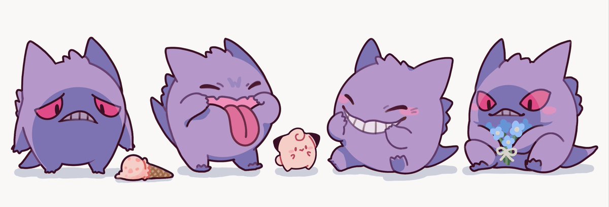 gengar pokemon (creature) no humans tongue ice cream cone food ice cream sitting  illustration images