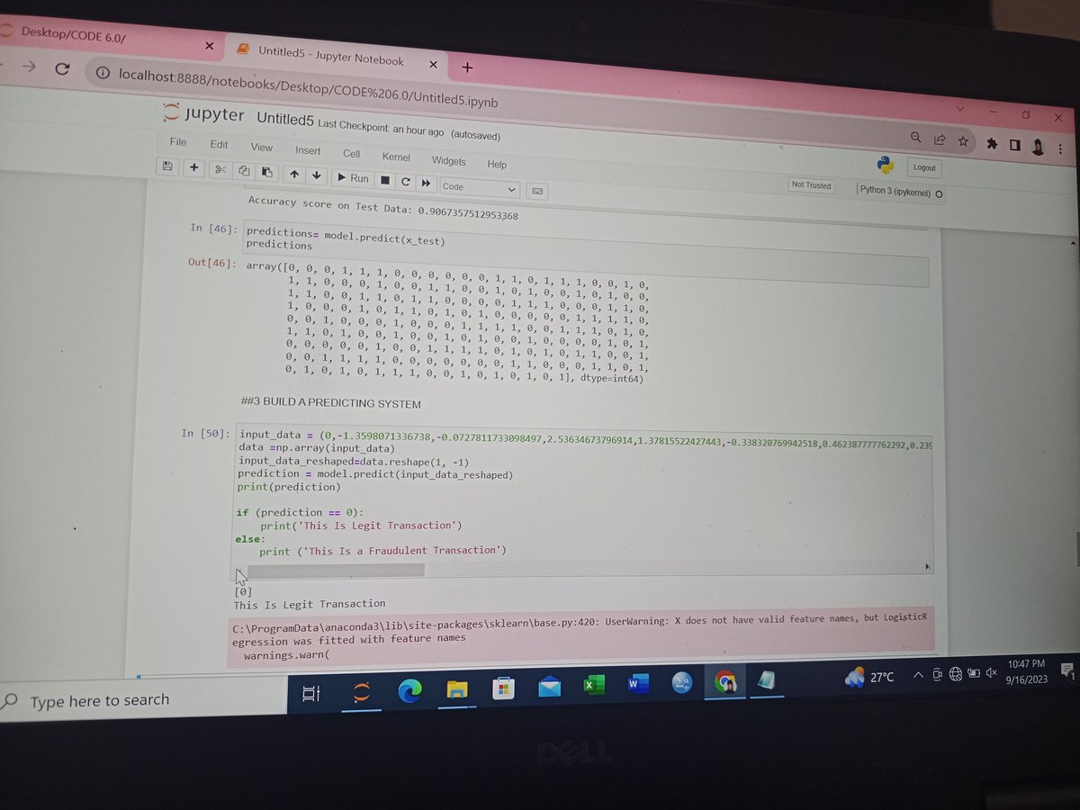 maureen_obeta's tweet image. BACK END ON MACHINE LEARNING... 
Developing a predictive system for detecting fraudulent transaction 
#DATASCIENCE
@emmychesh17
#Code_plateau
Final project loading 
OPEN FOR INTERNSHIP REMOTELY OR PHYSICALLY .