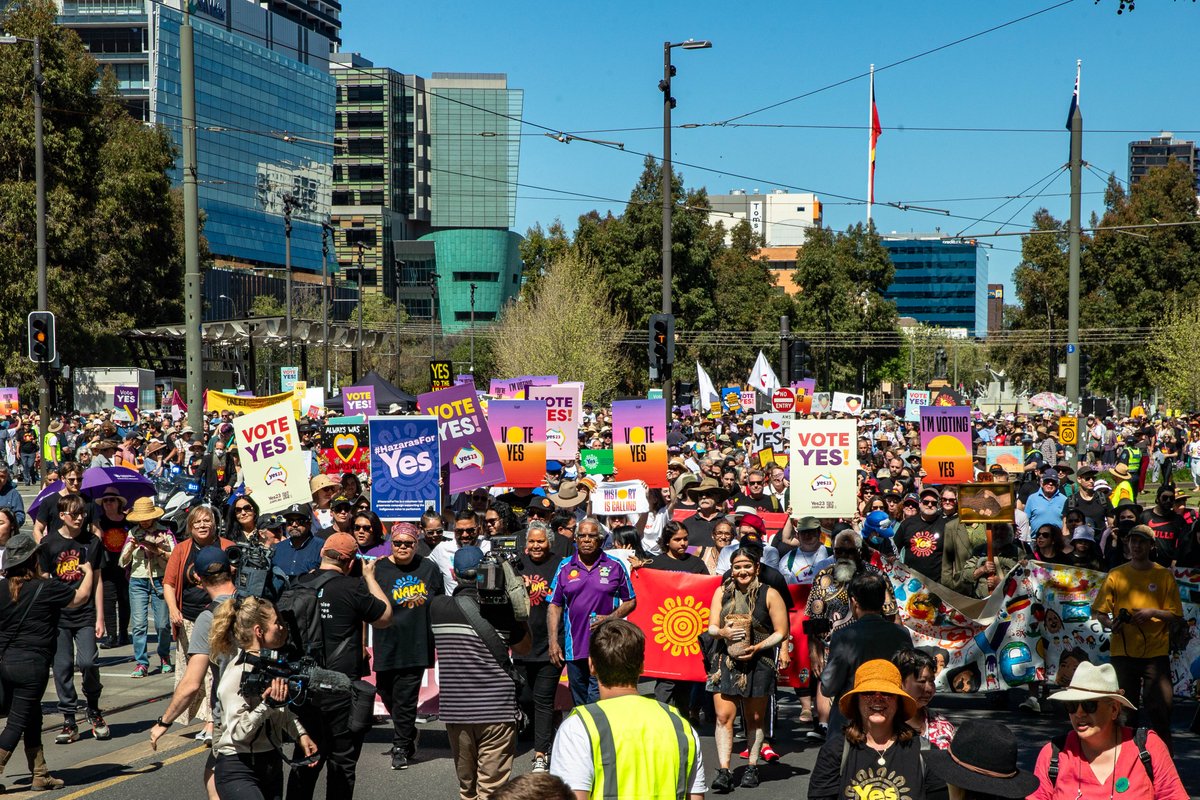 What a day! Thousands walked together to support <a href="/yes23au/">The National Gathering</a>. Overjoyed to be among amazing people supporting the Voice to the Parliament. Once again, Adelaide sets up the scene for the rest of the nation. <a href="/ulurustatement/">ulurustatement</a> <a href="/thomasmayo23/">Thomas Mayo</a> @mdavisqlder #VoteYes2023 #WalkForYes