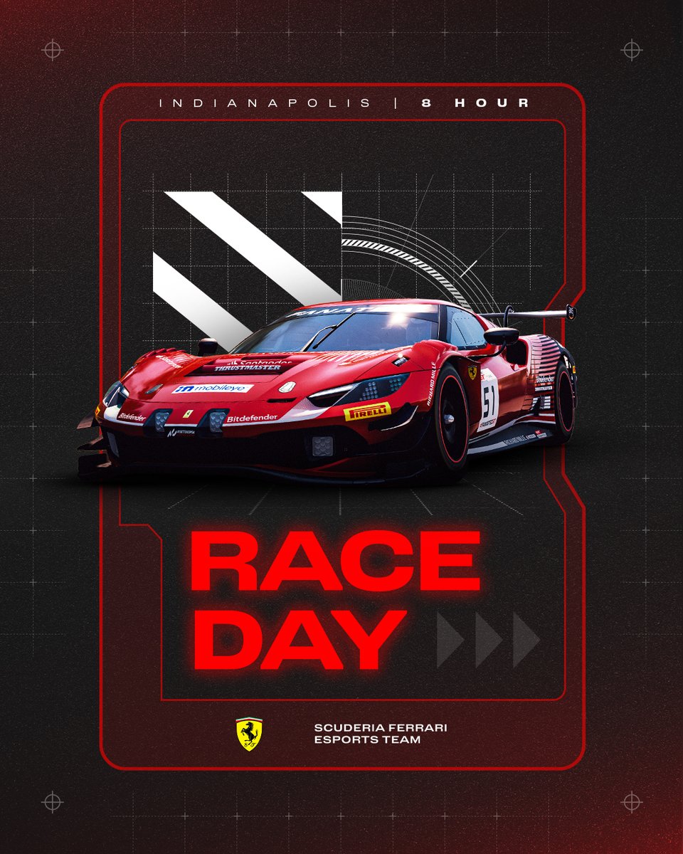 🇺🇸 Indianapolis… we are ready for you 👊

Live stream at 12:50 CEST: youtube.com/live/g04vPadNw…

#FerrariEsports #SROesports