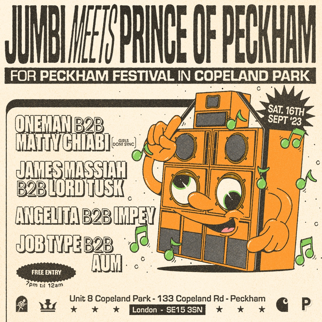 All Roads Lead to Jumbi for Peckham Festival today. We team up with Prince of Peckham to throw something real special in the warehouse. Afterparty continues inside and on the terrace! First one first served - all completely free :) 🫱🏾‍🫲🏿 peckhamfestival.org/2023-festival/…