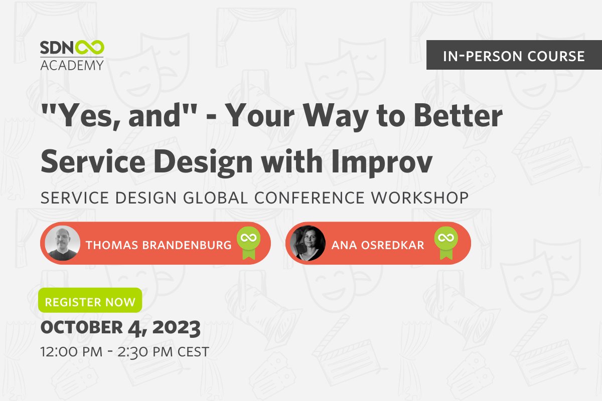 ✨ Join us for a highly interactive workshop, where we'll explore how improv can enhance the service design process with Thomas Brandenburg (He/him) and Ana Osredkar (She/her).

🔗 hopin.com/events/worksho…

#ServiceDesign #DesignThinking #SDGC23 #ServiceDesignGlobalConference