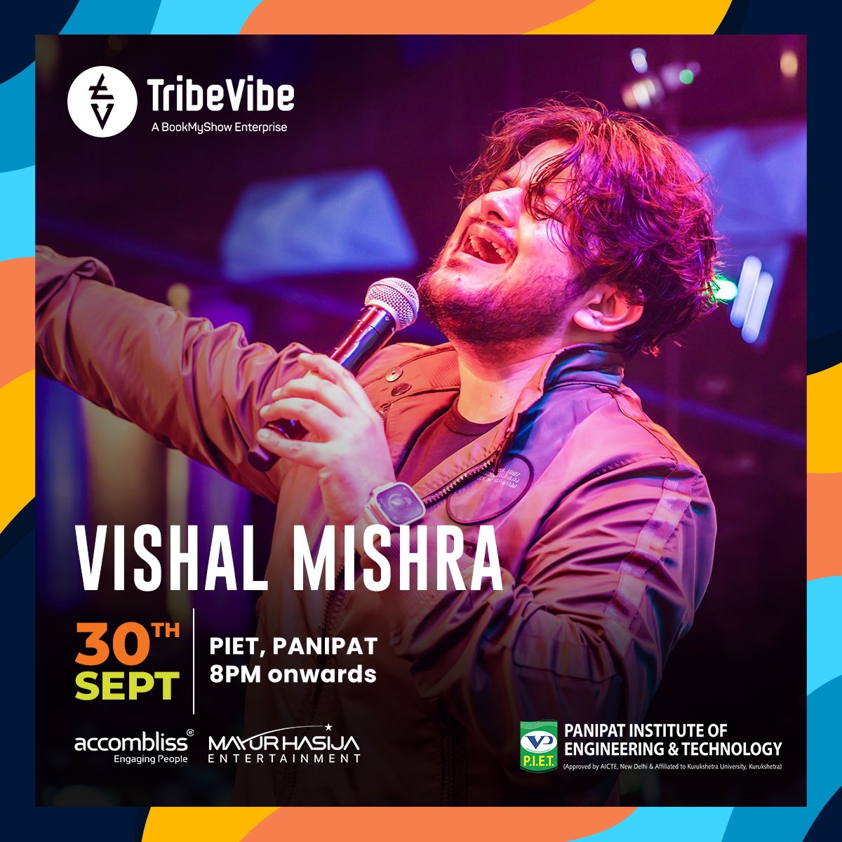 TribeVibeLive's tweet image. PANIPAT! Come jam with us and feel the vibes!❤️‍🔥
Join @VishalMMishra at #PanipatInstituteOfEngineeringAndTechnology on 30th September 8 PM onwards!
