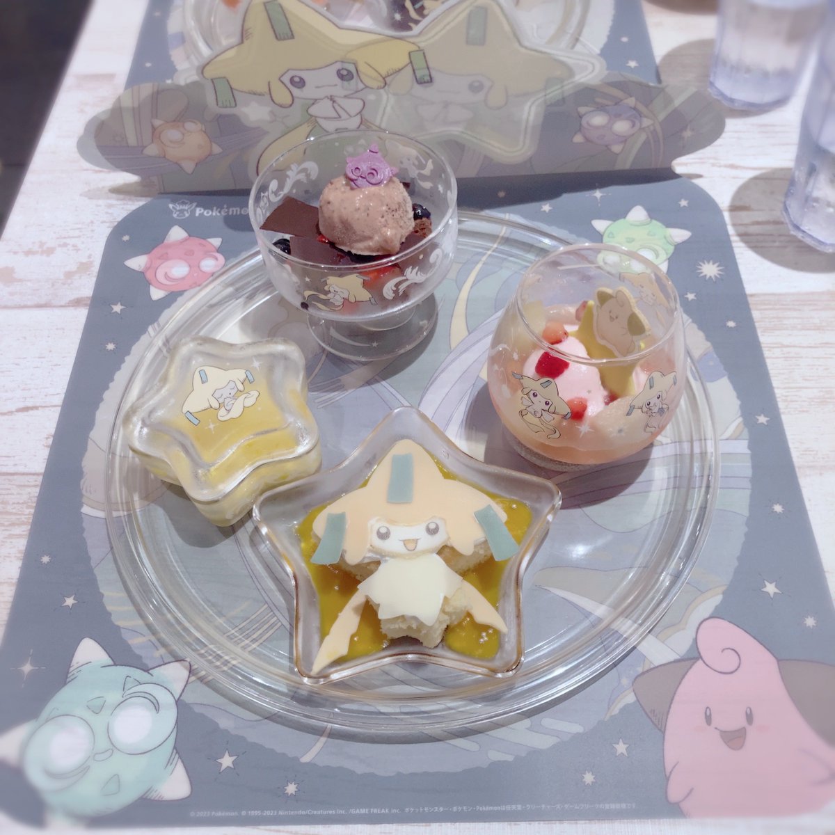 cup holding pokemon (creature) closed eyes blurry sparkle food  illustration images