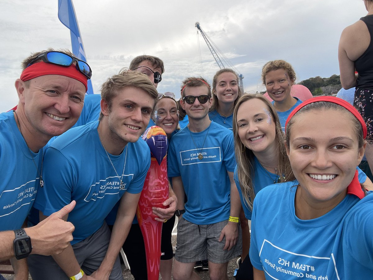 MoulsonJ's tweet photo. So it begins…. 4 HCS teams in the Jersey Dragon Boat event. Privilege to be part of HCS Team “Seas the day”. #teamhcs @HCSQuality @GovJsyHCS @JerseyHospice #dragonboat @jessiem11898218 @ThompsonCLM @PortsofJersey https://t.co/osiOTzpGpP