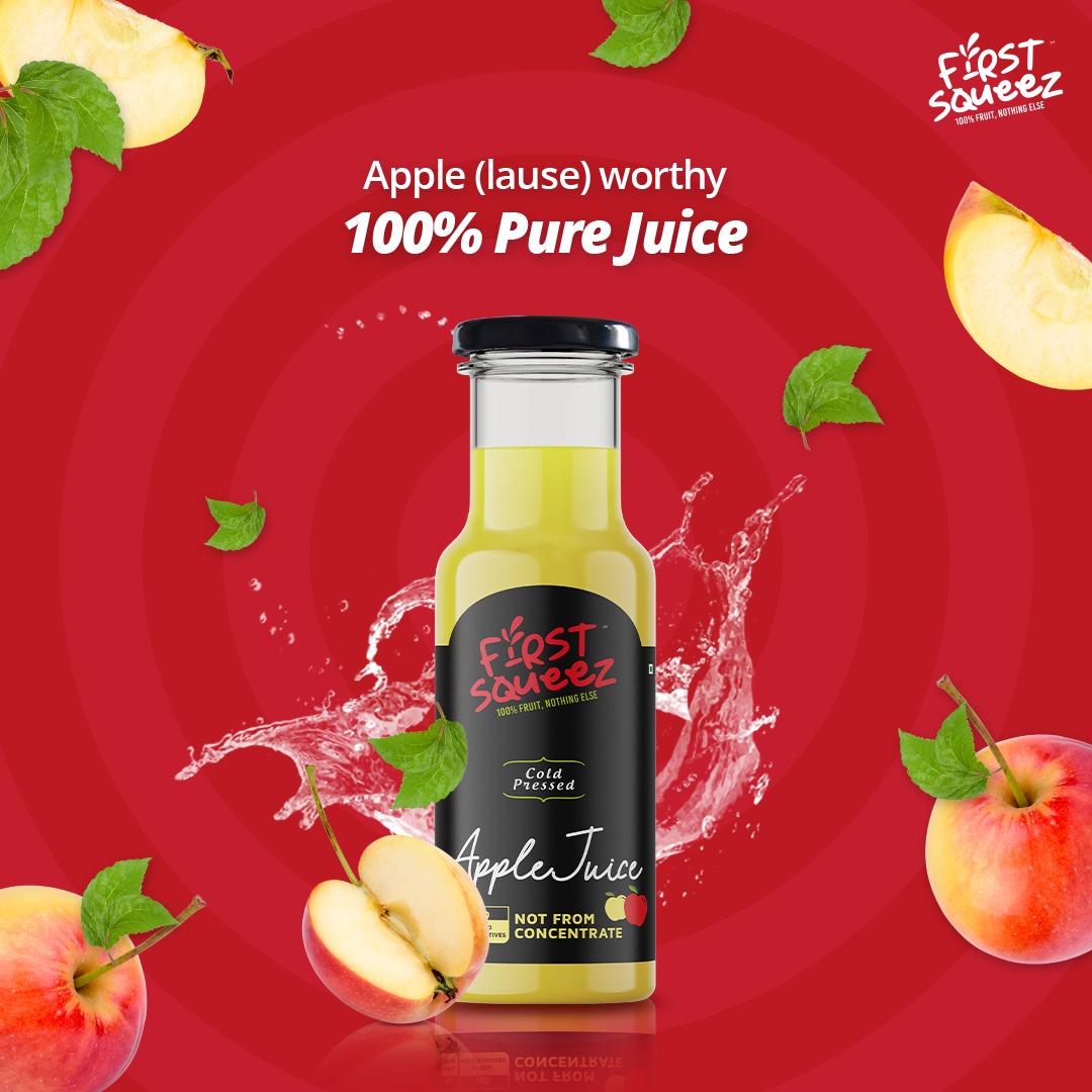 FirstSqueez's tweet photo. Taste the essence of real apples in every sip. Our juices are made from the finest handpicked apples with no added sugars and preservatives. Enjoy your summer drinks only with FirstSqueez. For orders call us on 9796555444. https://t.co/yVEviwDGWl