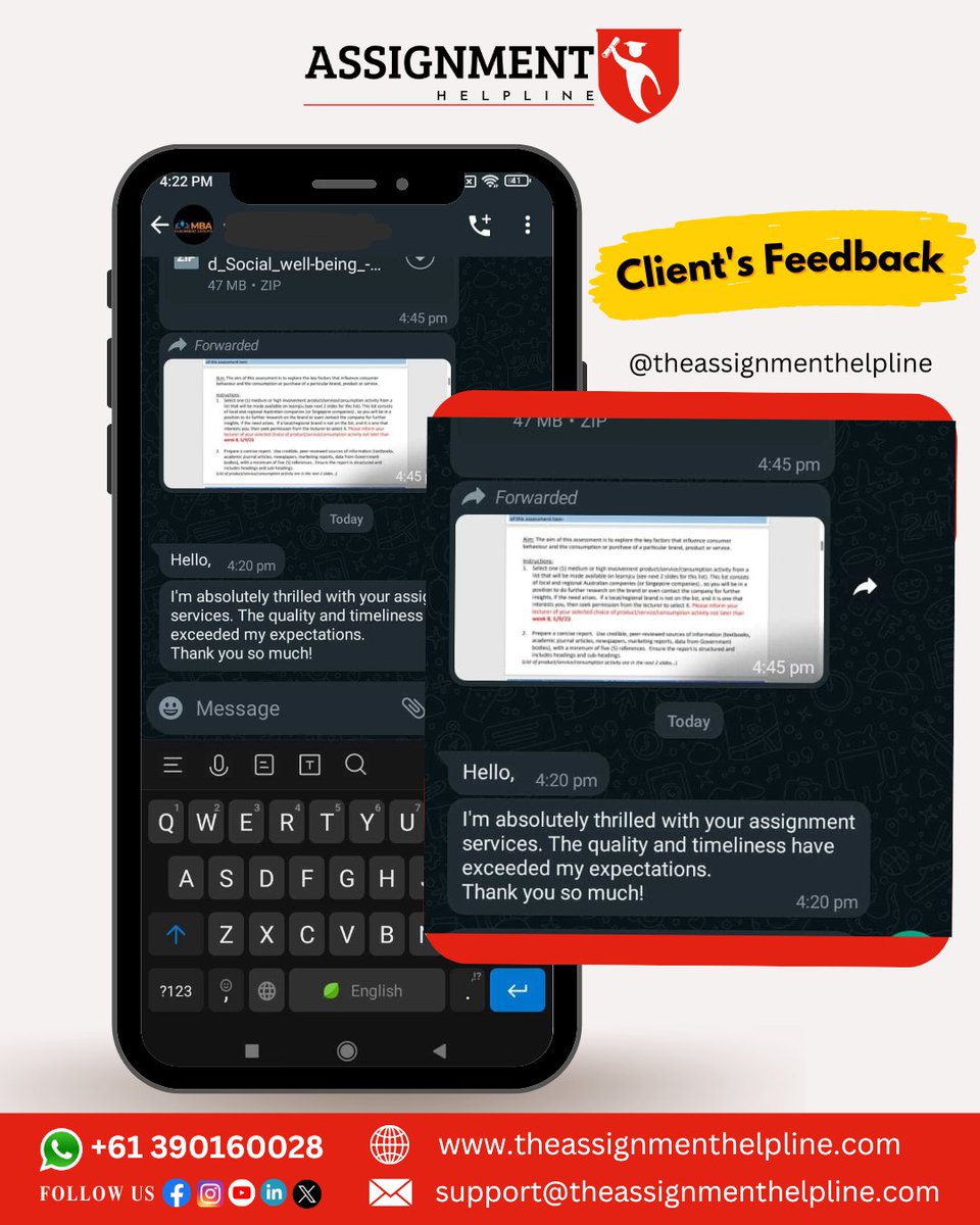 _the_assignment's tweet image. We don't engage in self-comparisons or claim superiority for our #assignment_help_services. Instead, it's our valued clients who are championing our services. Sir, your valuable #feedback means a lot to us.
Read More Review bitly.ws/G66U
#clientfeedbacks #saturdaypost