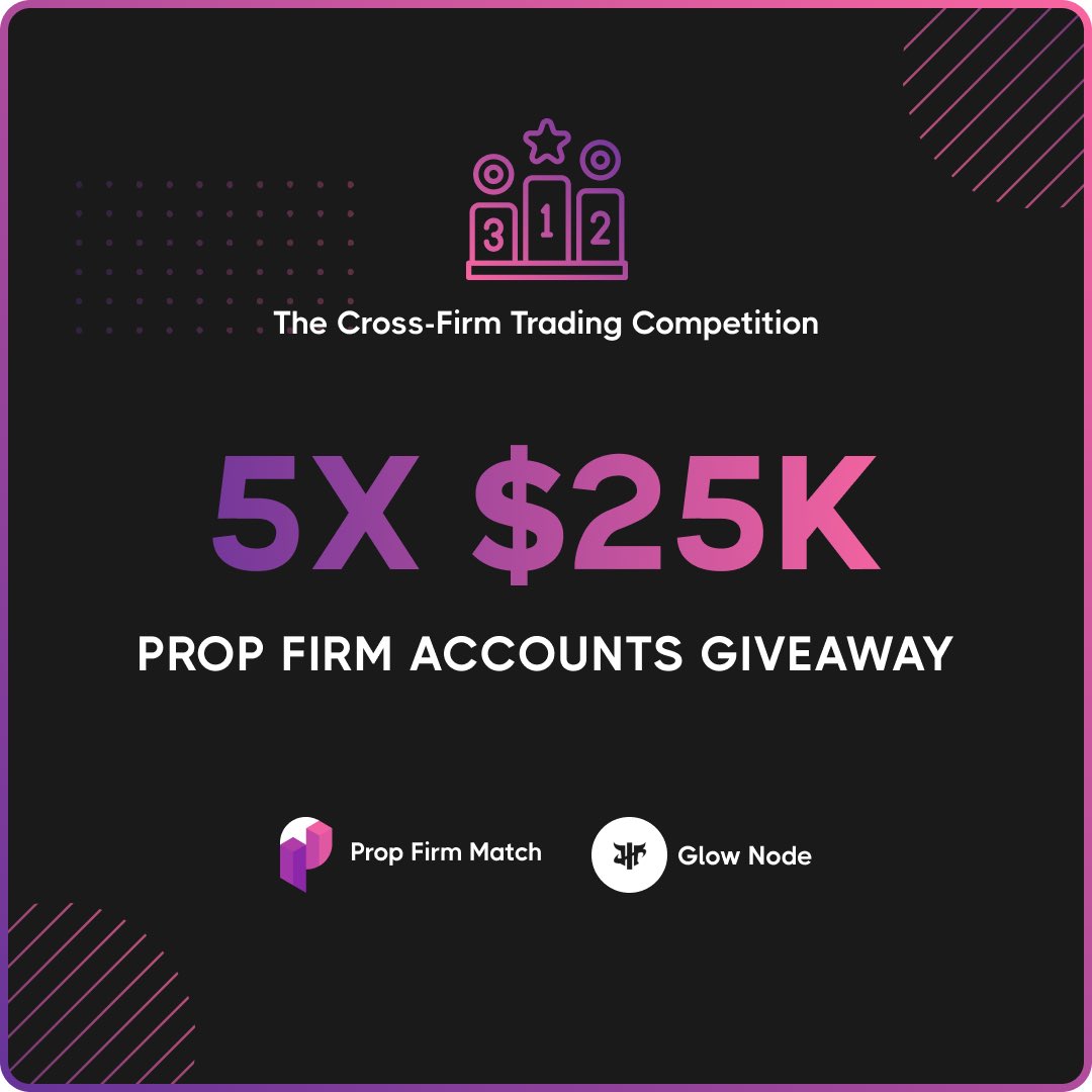 PropFirmMatch's tweet photo. 🎉 5x$25K challenge account giveaway with 
@GlowNodefx 🎉

🤝 Follow @PropFirmMatch &amp; @GlowNodefx
🔄 Like &amp; Retweet
📈 Comment with your top setup

2 Days⏳ https://t.co/iL9jE9MiFy
