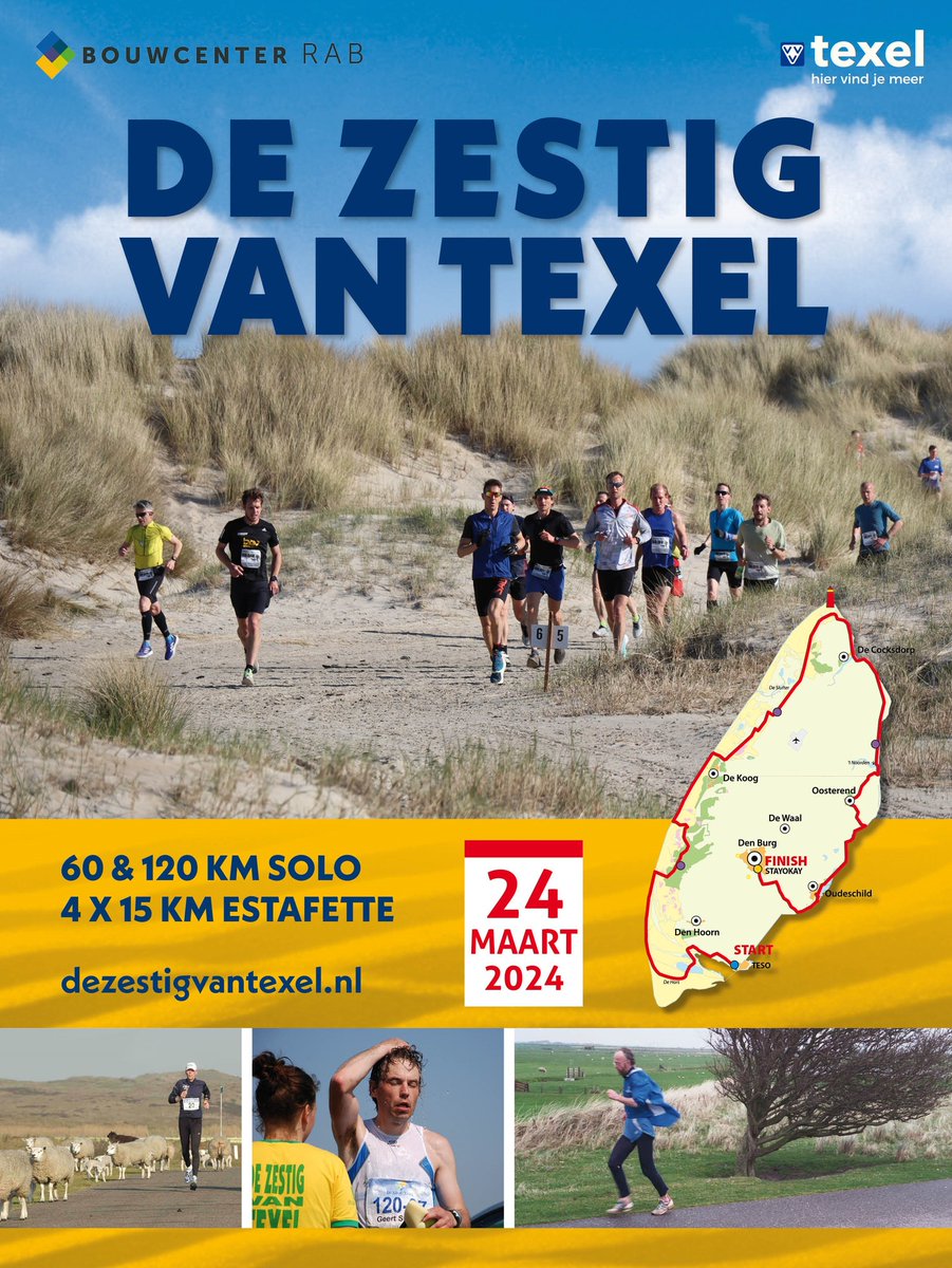 Ingeschreven voor De Zestig van Texel, qua deelnemers de grootste ultraloop van Nederland.