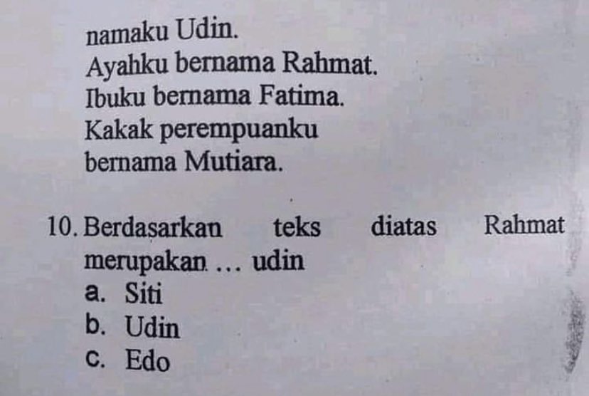 Hobah's tweet photo. @mememekanlirik ni bang soal tes calon mendikbud. tolong jangan dibocorin. https://t.co/Me3Wq3anbP