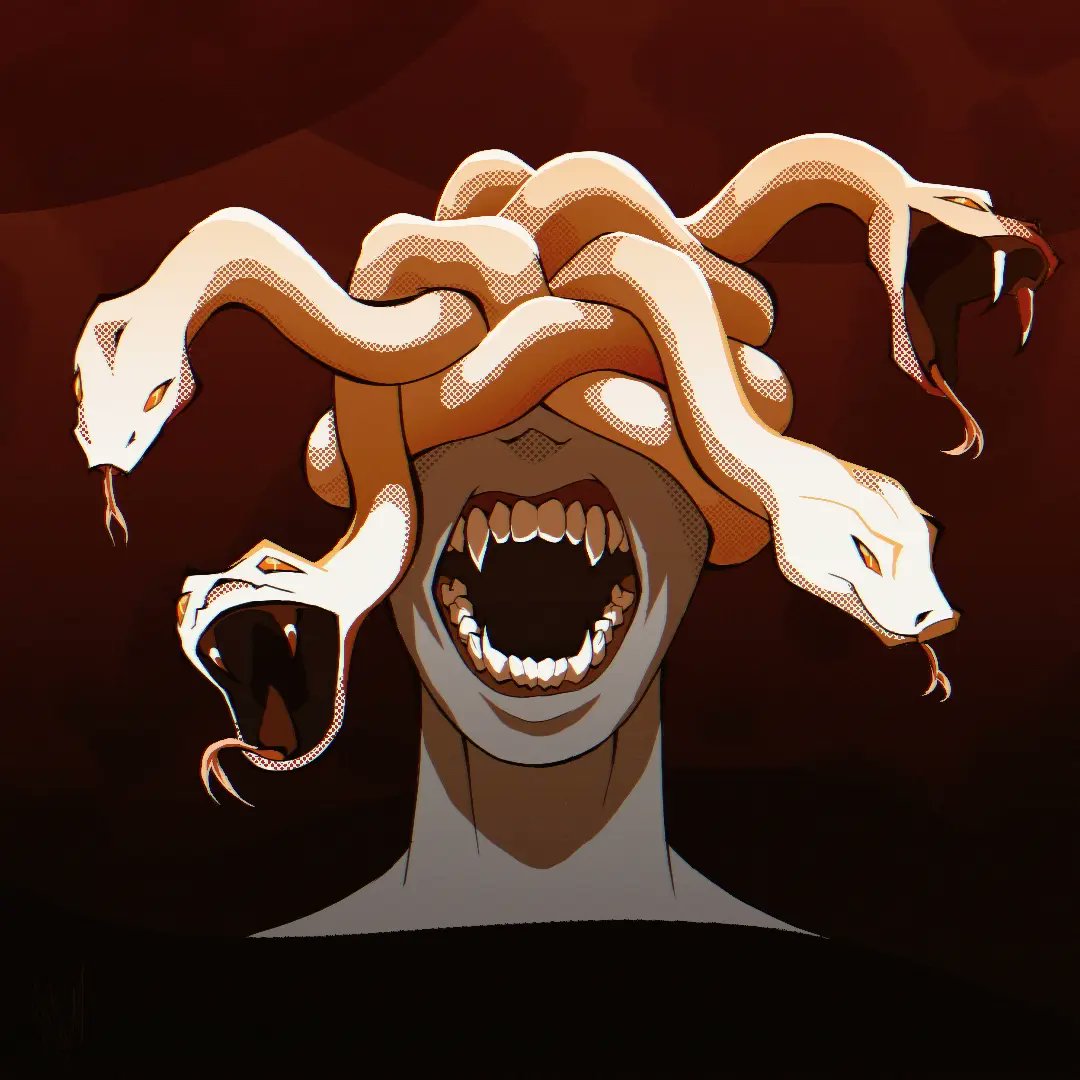 I remember waking up in a desert, and it became so hot that for some reason I started digging down. I dug deep enough into the sand that I formed a hole &amp; fell in a pit of snakes. I spotted this figure screaming my name, telling me to find their missing limbs. #snake #art