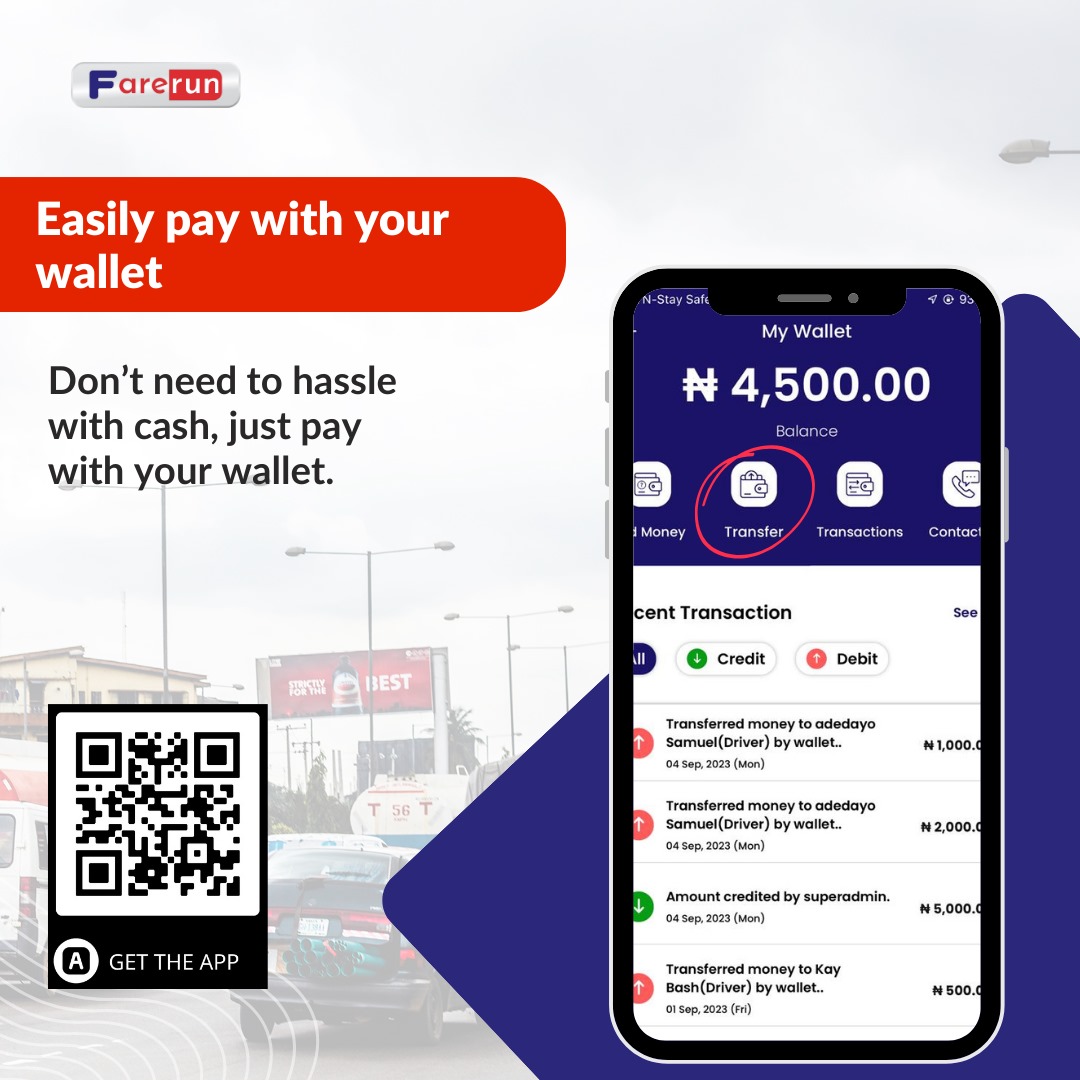 FareRun_Nigeria's tweet photo. Farerun has made it simple to pay using your wallet; simply select wallet on the app, then click done and request a ride. You can also monitor your rides in real-time and know when you will arrive.
#Farerun #PayWithWallet #MonitorYourRide #RideWithUs #DownloadtheApp #Enjoy https://t.co/wxe2UM0PcM