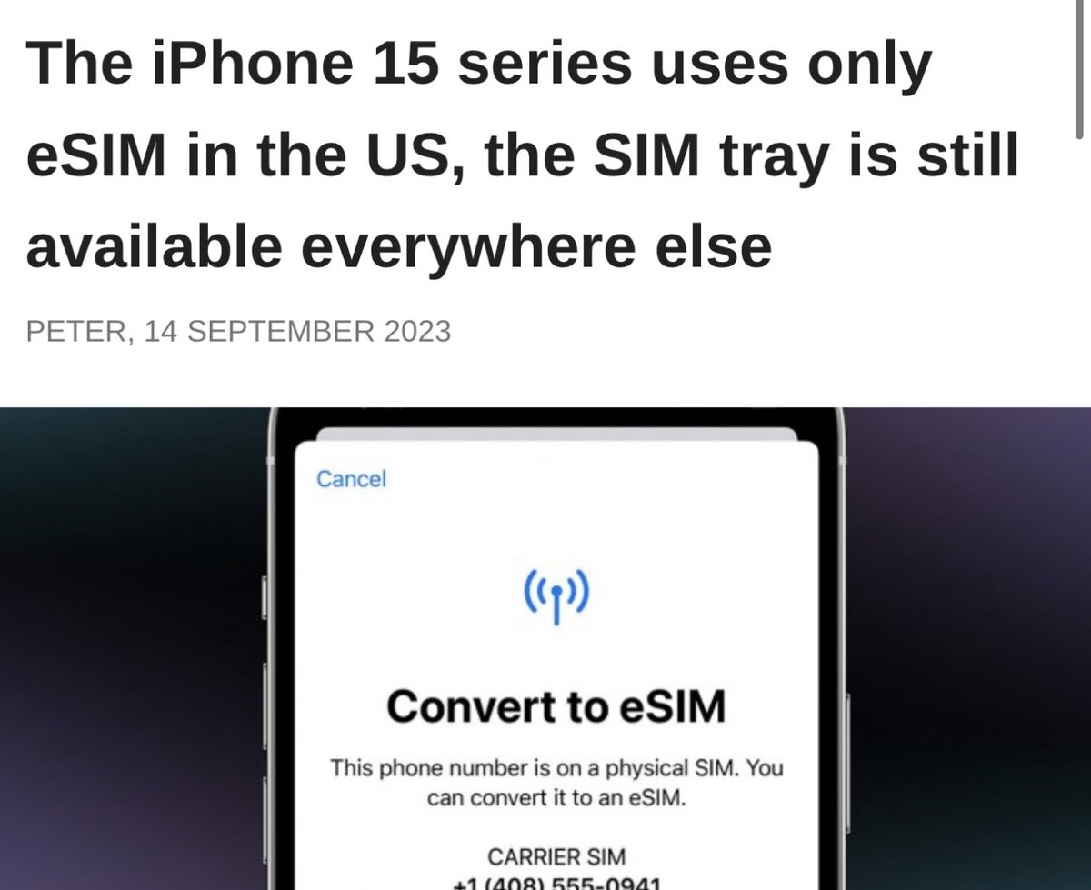 Breaking news 🗞️ 
LL/A Models (US American model)
Will only be valid for eSIMs and other regions 1 physical SIM &amp; eSIM
- For Chinese models still with Dual physical SIMs