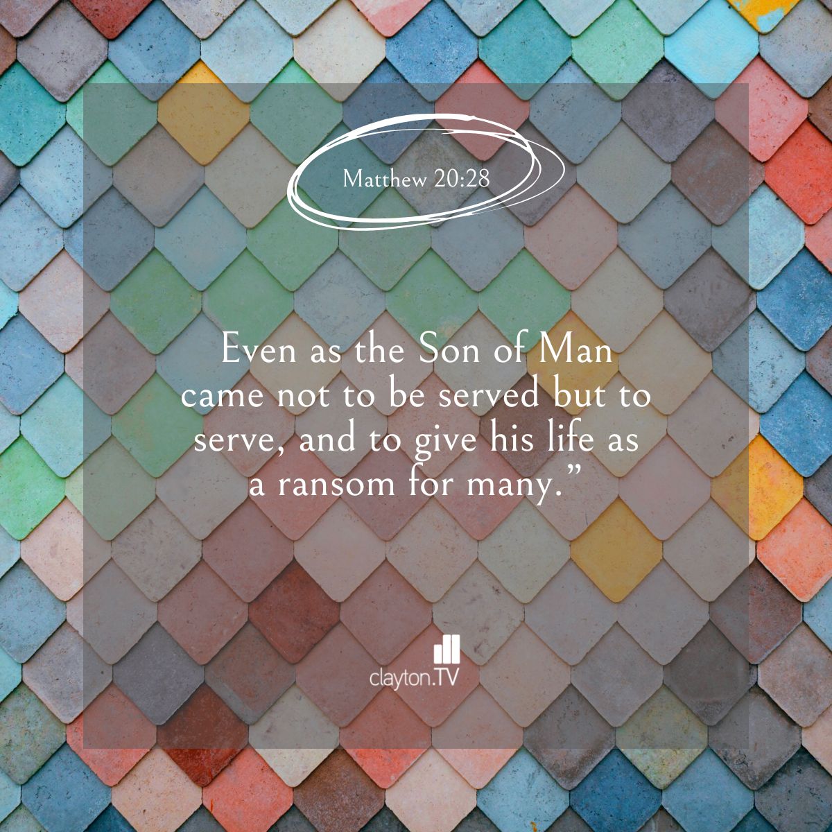claytonTV's tweet photo. 📌 Verse of the Day! 📌
'Even as the Son of Man came not to be served but to serve, and to give his life as a ransom for many.” - Matthew 20:28
#VerseOfTheDay #BibleVerse #Serving #SpiritualGifts #Matthew20 https://t.co/YIqKvyp5G2