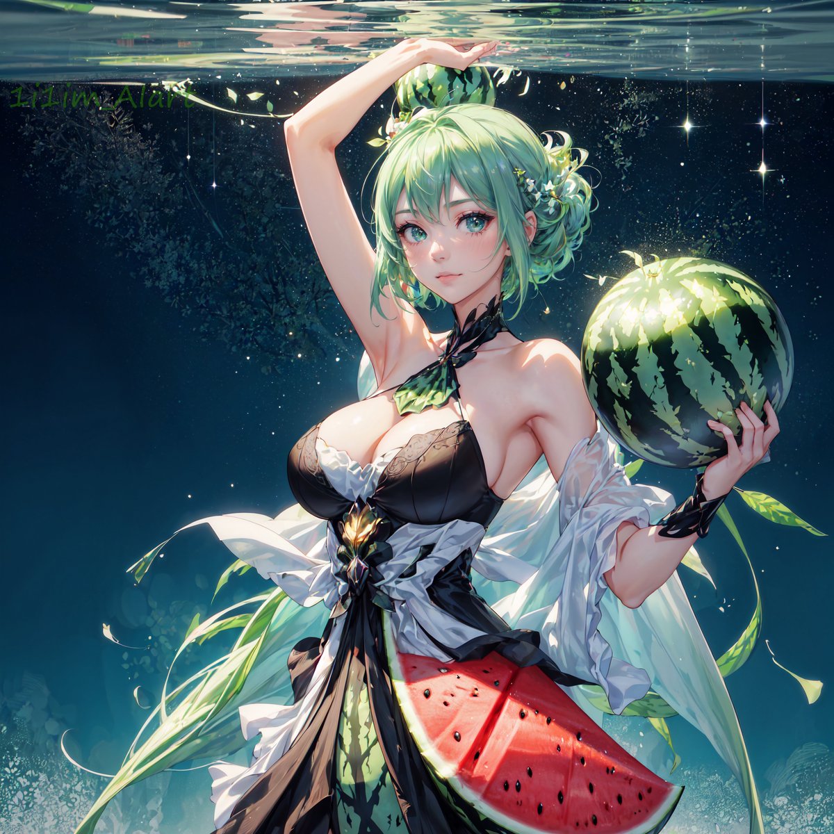 いつかの🍉スイカの日🍉に作った一枚 #AIart