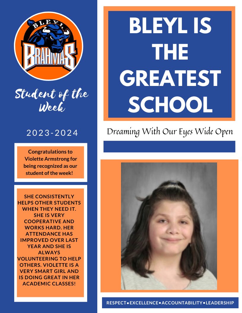 BleylCFISD's tweet photo. Congratulations to our Brahmas of the Week! #REALBRAHMAS #50YEARSOFEXCELLENCE @MProvoCFISD https://t.co/mLJCedGNlU