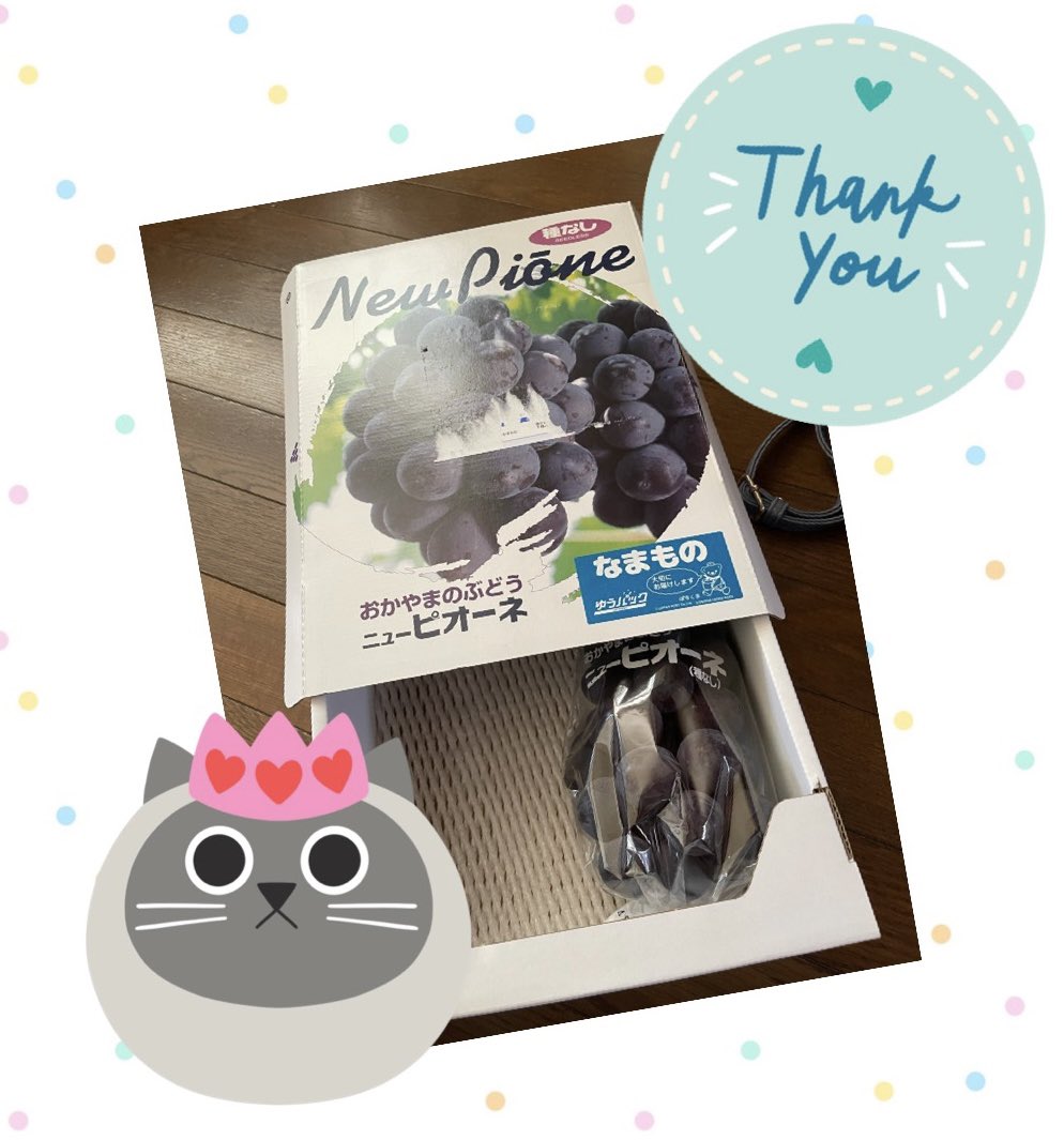 meromisora's tweet photo. ぶどう頂きましたぁ🍇
粒が大きくてびっくりするくらい甘くて美味しかった～😆👑🏆
ありがとう～😋
 #Newピオーネ https://t.co/Q67tsqqIuD