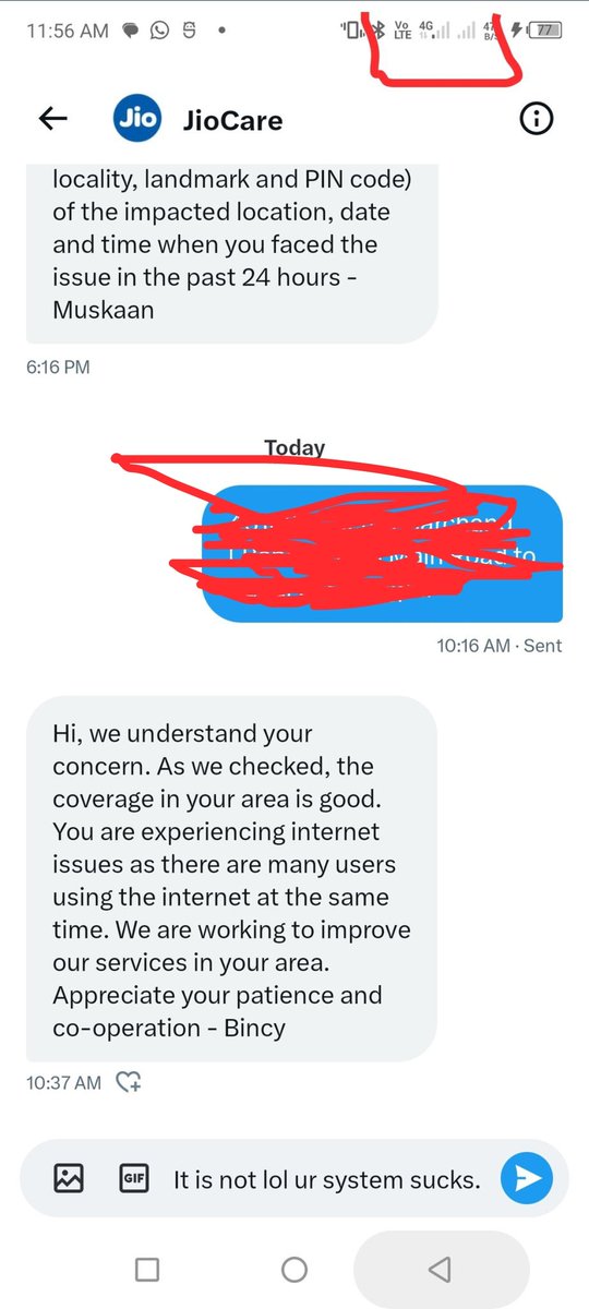 indian_lords's tweet photo. @reliancejio very nice service [ I want full refund due to it , 5 days of no internet . 2 Years of facing this. ] https://t.co/WzDjAv1RWj