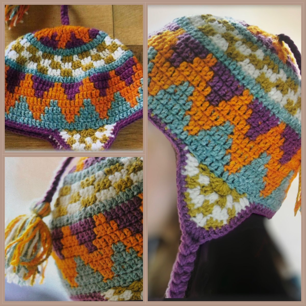 DDCrochetDesign's tweet photo. Crochet Inca Style Ear Flap Beanie Pattern 😊 create a colourful design #MHHSBD #Crochet #Intarsia #Autumn #earlybiz #colourwork #hat #giftideas #craftbizparty #wip https://t.co/QTlnctxXko https://t.co/W24UUVordb