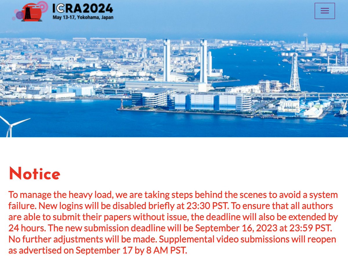 The #ICRA2024 deadline was just extended for 24. hours.  So we can exhale (for now ;).